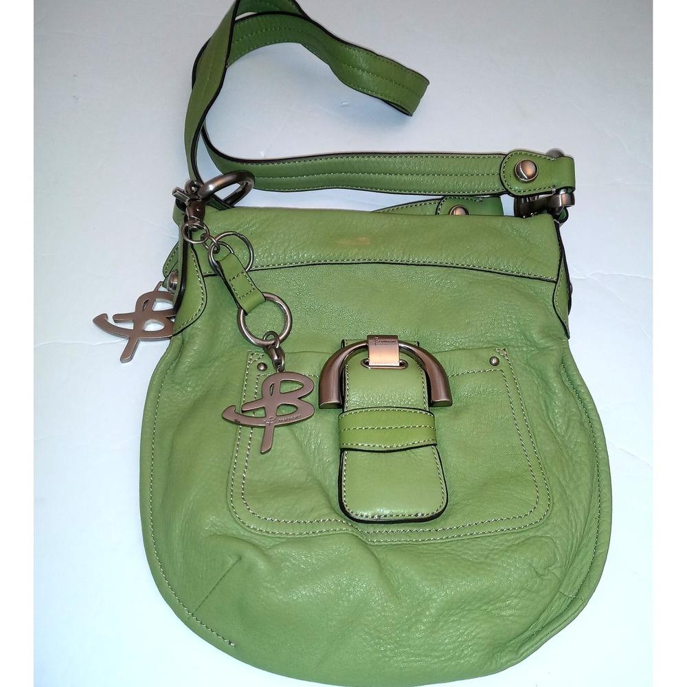 B. Makowsky Green Leather Crossbody Bag SPRING